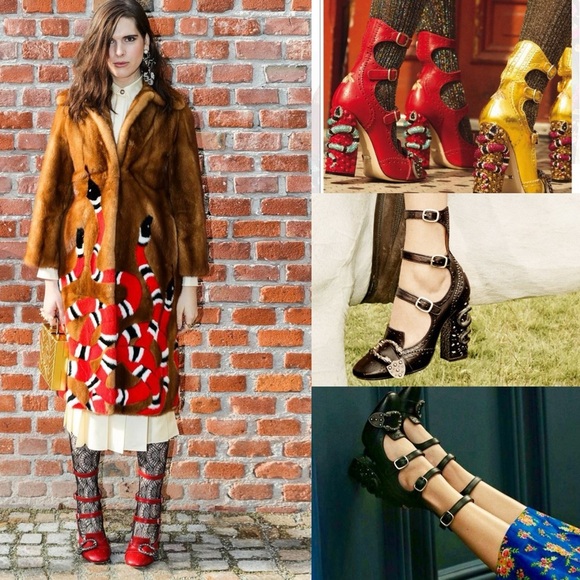 Gucci Queercore Brogue red embellished heels 37.5 - Picture 2 of 12